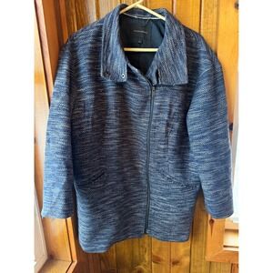 Banana Republic Women stylish Blue Textured Zip Front Jacket Size S